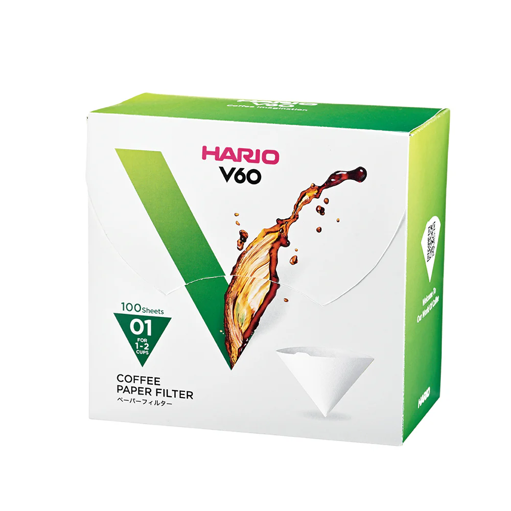 Buy 3 Get 1 FREE: Hario V60 Coffee Filter Papers Size 01 - White - (100 Pack Boxed) - Image 2