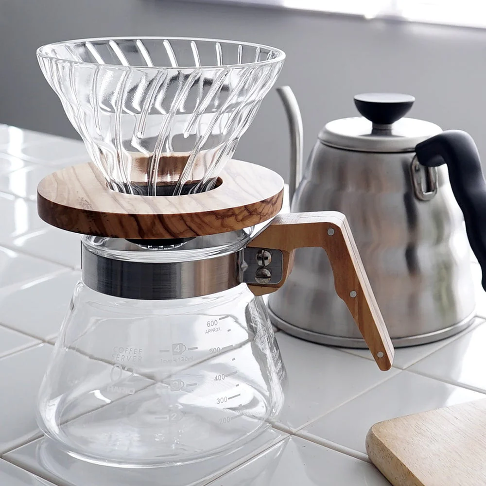 Hario V60 Glass Coffee Dripper Olive Wood - Size 02 - Image 2