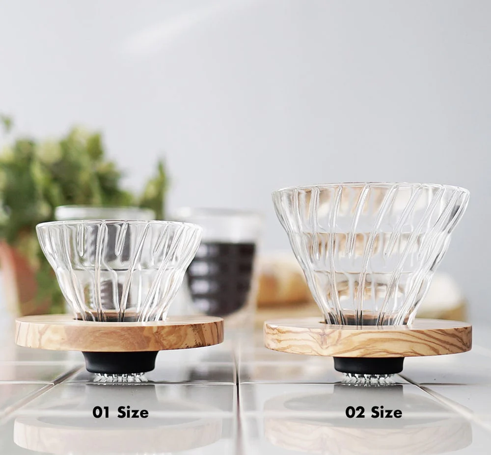 Hario V60 Glass Coffee Dripper Olive Wood - Size 01 - Image 3